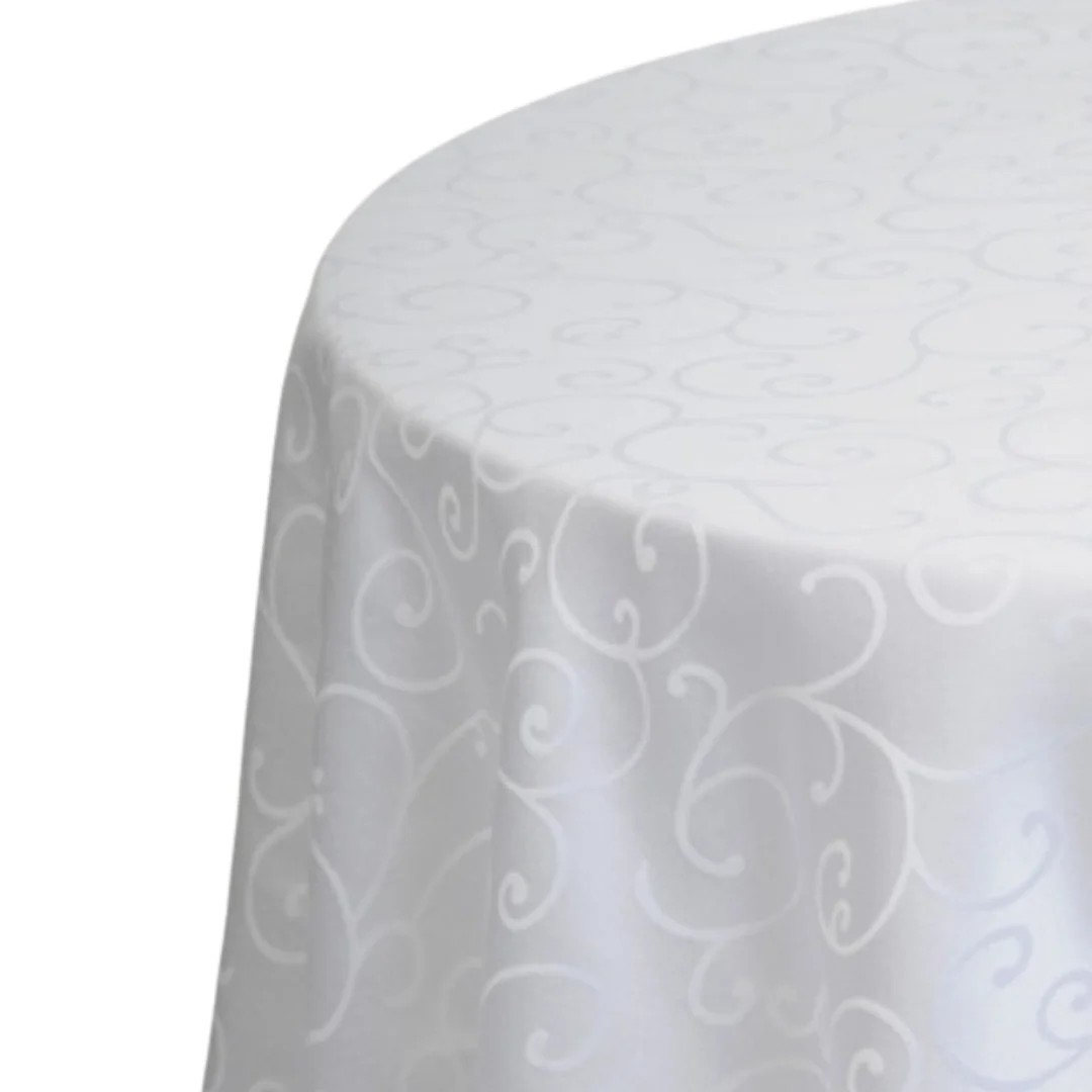 Linen Round White Swirl 3.3m