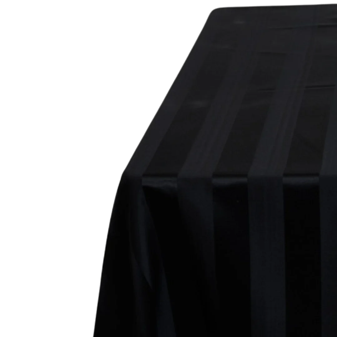 Linen Square Black Satin Stripe 54 / 1.35m
