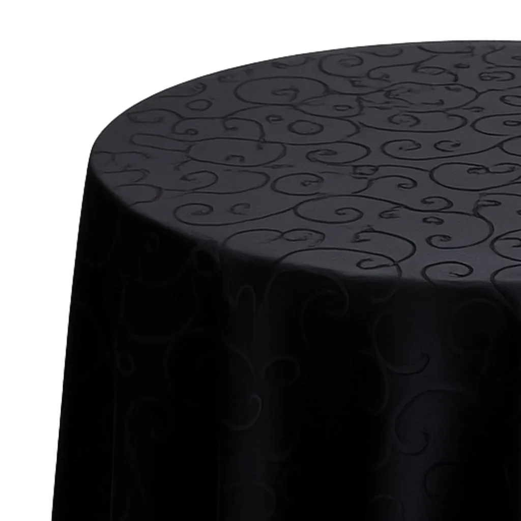 Linen Round Black Swirl 3.3m