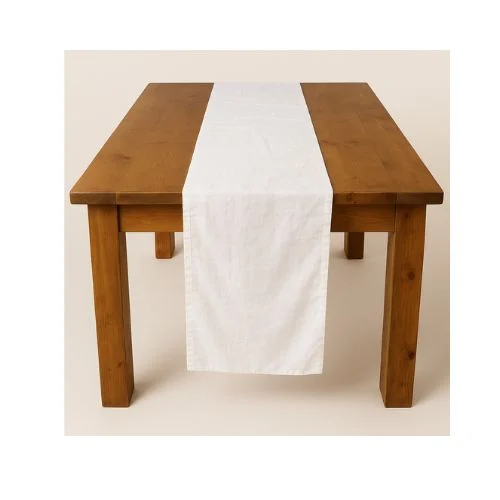 Table Runner White Linen Look