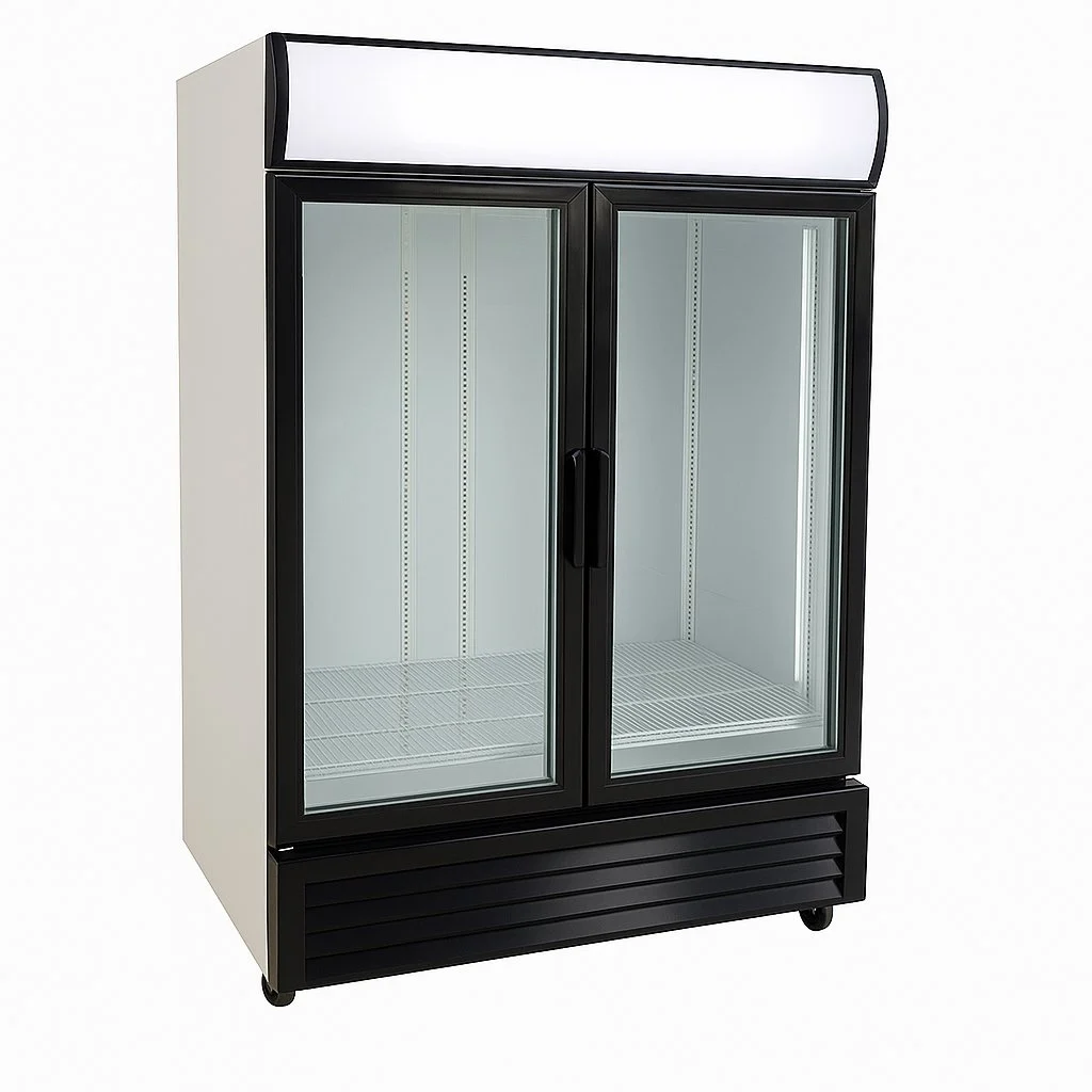 Glass Double Door Fridge - 1000L (incl lead; plug; clips; shelves)