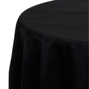 Linen Round Black Damask 2.3m