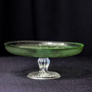 Cake Stand Upturn Glass Green Small