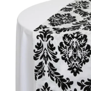 Black & White Brocade Table Runner