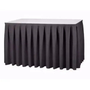 Linen Table Skirt Black Visa Pleated 6m